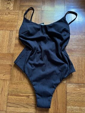 Rip Curl Premium Surf Black Ribbed One-Piece Swimsuit